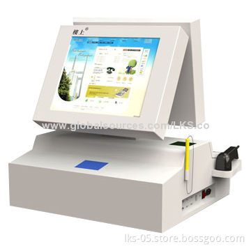 Desktop internet kiosks terminal with dual screen and bar-code scanner function